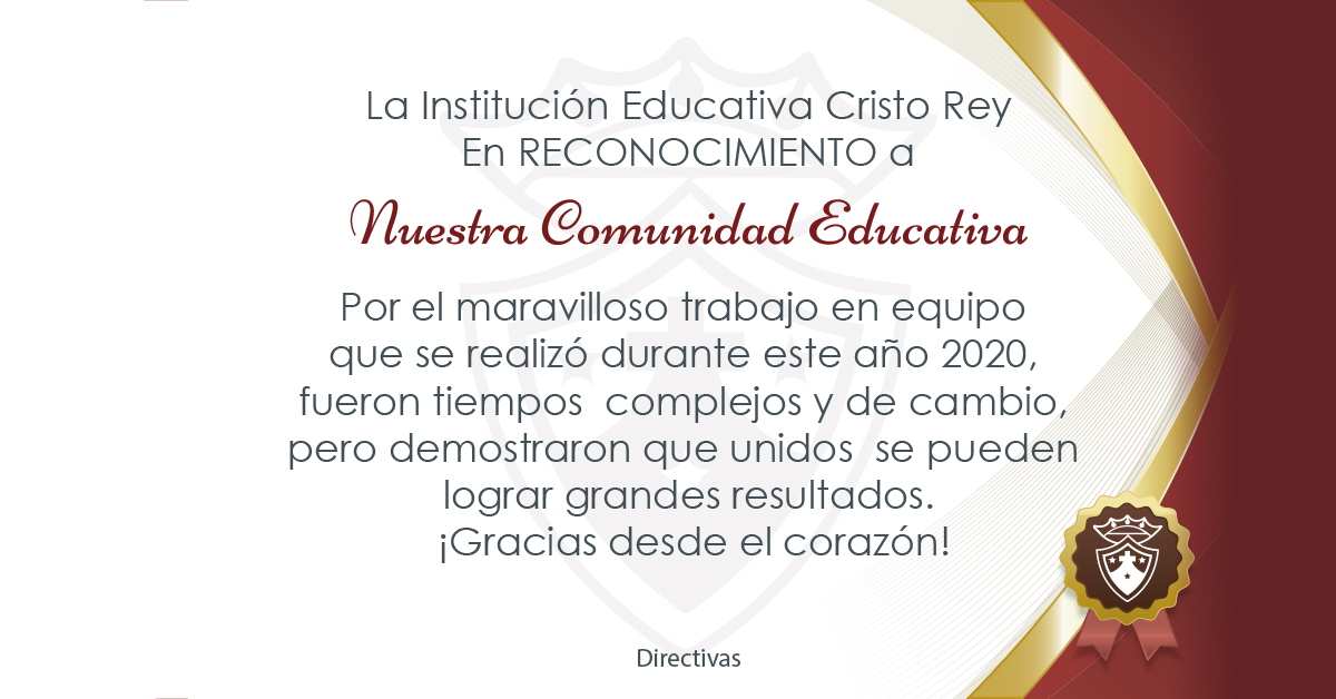 En este momento estás viendo Reconocimiento a Nuestra Comunidad en el 2020